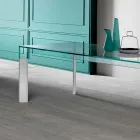 Plateau en verre et base en bois massif Made in Italy - Presino Viadurini