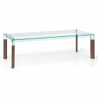 Plateau en verre et base en bois massif Made in Italy - Presino Viadurini