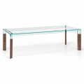 Plateau en verre et base en bois massif Made in Italy - Presino