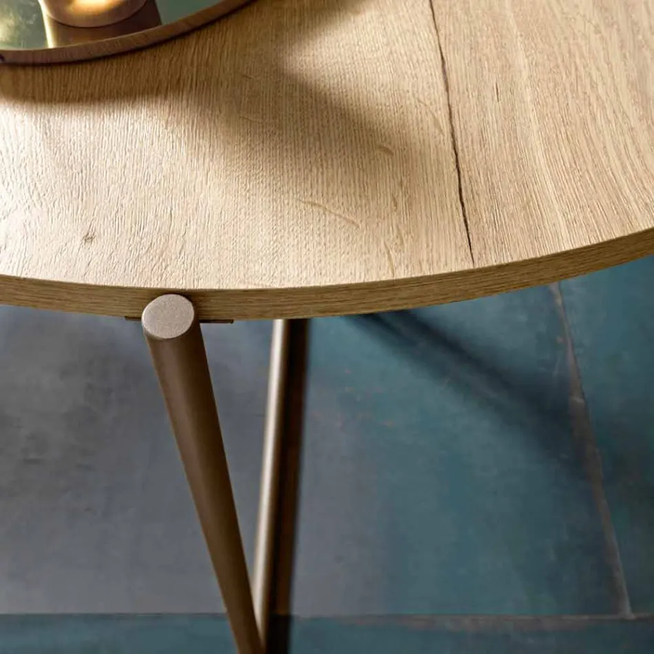 Table à manger pliante moderne en bois et métal fabriquée en Italie - Menelao Viadurini