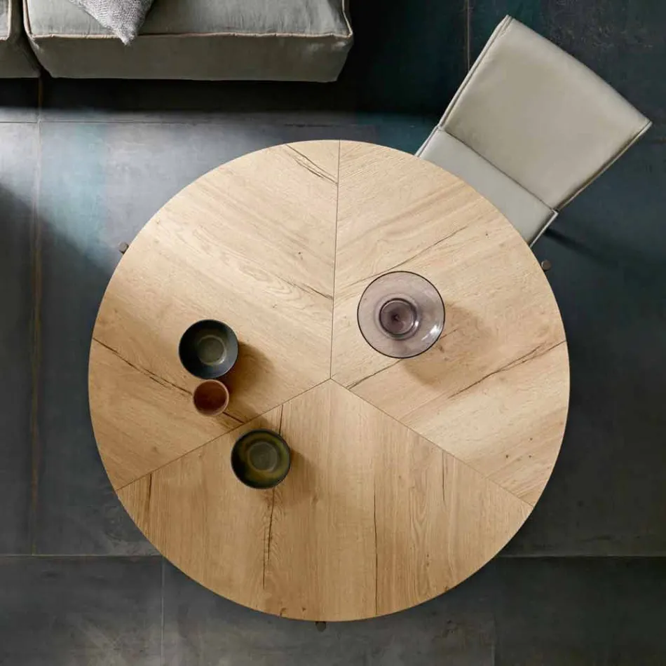 Table à manger pliante moderne en bois et métal fabriquée en Italie - Menelao Viadurini