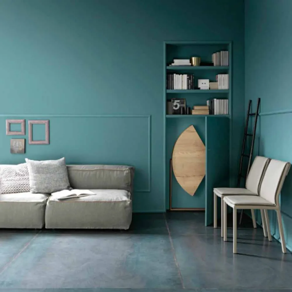 Table à manger pliante moderne en bois et métal fabriquée en Italie - Menelao Viadurini