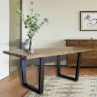 Table à manger plaquée en chêne noué Masellato Made in Italy - Pilar Viadurini