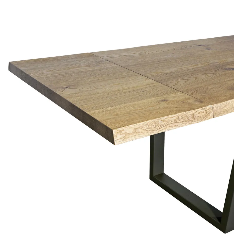 Table à manger plaquée en chêne noué Masellato Made in Italy - Pilar Viadurini