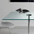 Table de salle à manger carrée en verre extralight et métal Made in Italy - Dolce Viadurini