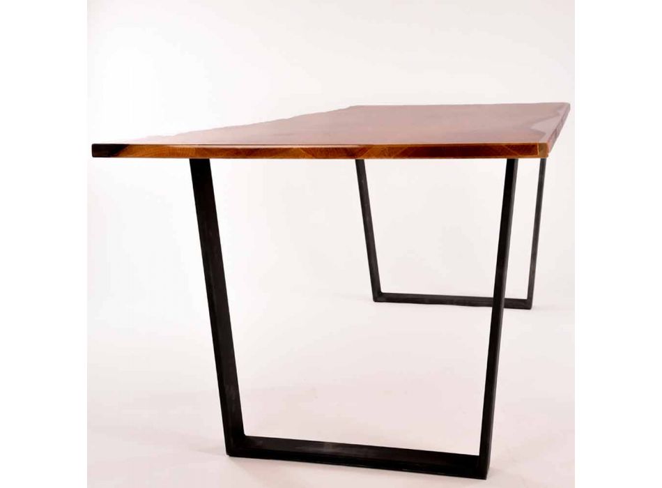 Table rectangulaire à manger design en bois made in Italy Rino Viadurini