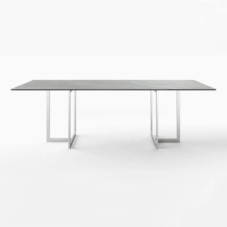 Table à manger rectangulaire en grès cérame Made in Italy - Emilio Viadurini
