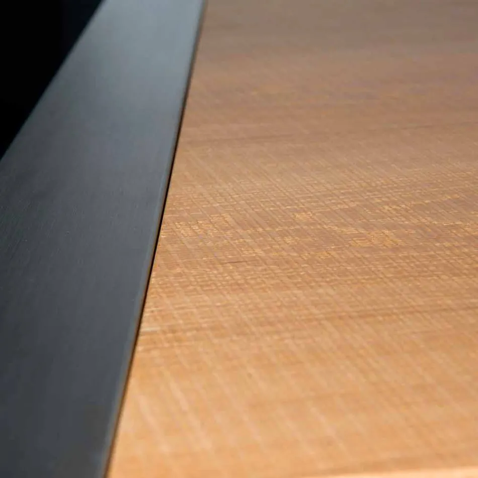 Table à manger rectangulaire escroqueries chêne et en acier inoxydable Viadurini