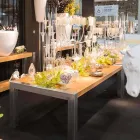 Table à manger rectangulaire escroqueries chêne et en acier inoxydable Viadurini