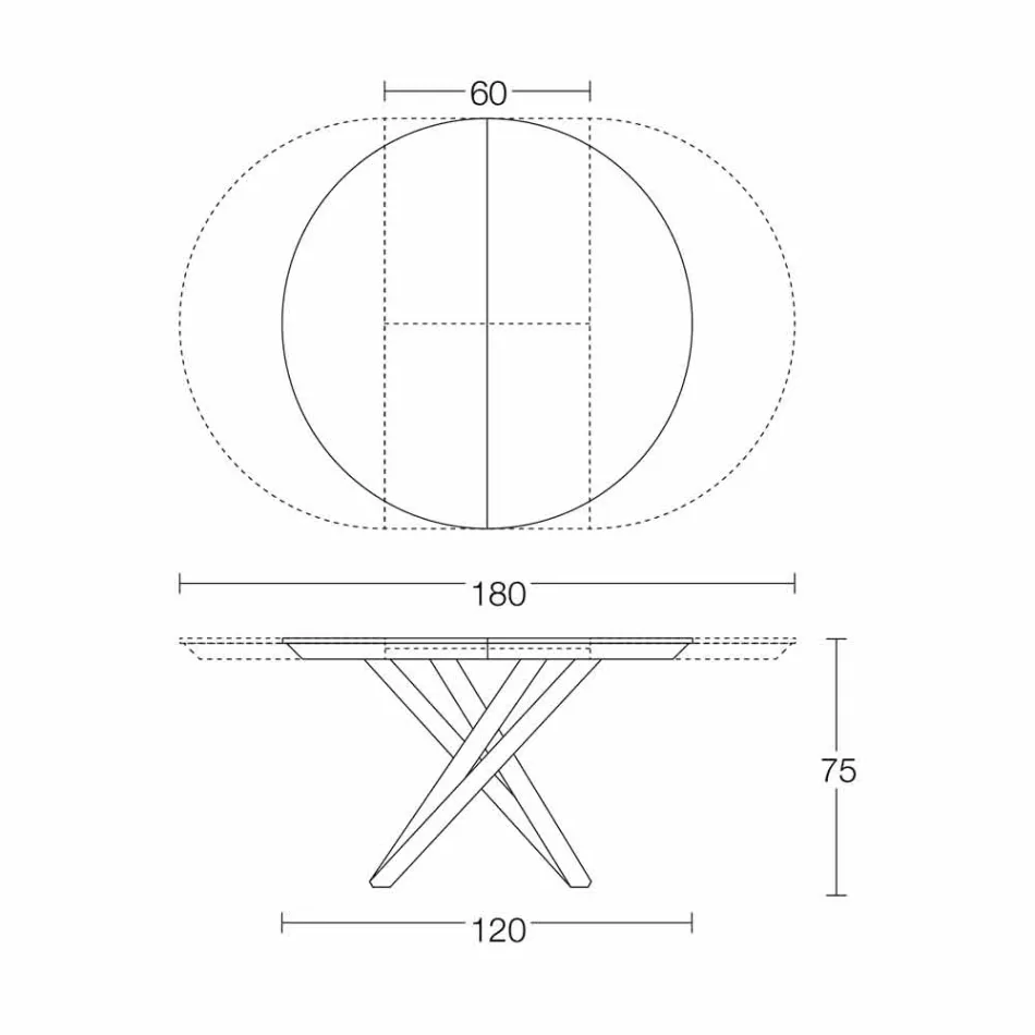 Table à manger ronde extensible avec plateau en bois Made in Italy - Crodino Viadurini