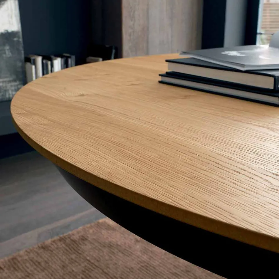 Table à manger ronde extensible avec plateau en bois Made in Italy - Crodino Viadurini