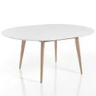 Table à manger ronde extensible jusqu'à 160 cm en Mdf et bois - Ciacco Viadurini