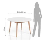 Table à manger ronde extensible jusqu'à 160 cm en Mdf et bois - Ciacco Viadurini