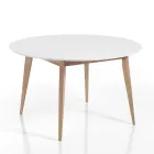 Table à manger ronde extensible jusqu'à 160 cm en Mdf et bois - Ciacco Viadurini