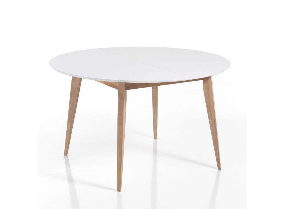Table à manger ronde extensible jusqu'à 160 cm en Mdf et bois - Ciacco Viadurini