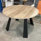 Table à manger ronde extensible jusqu'à 370 cm en bois et métal - Caimano Viadurini