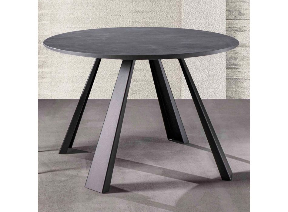 Table à manger ronde extensible jusqu'à 370 cm en bois et métal - Caimano Viadurini