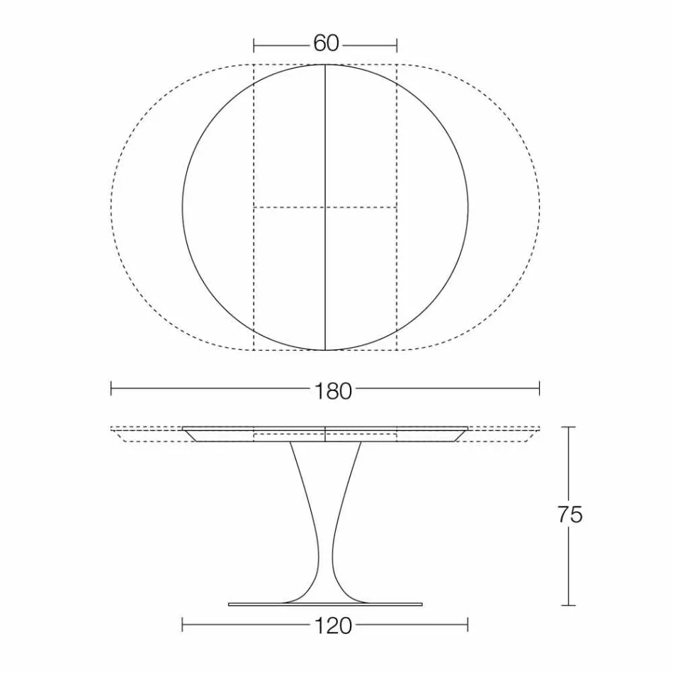 Table à manger ronde extensible en céramique Laminam Made in Italy - Lupetto Viadurini