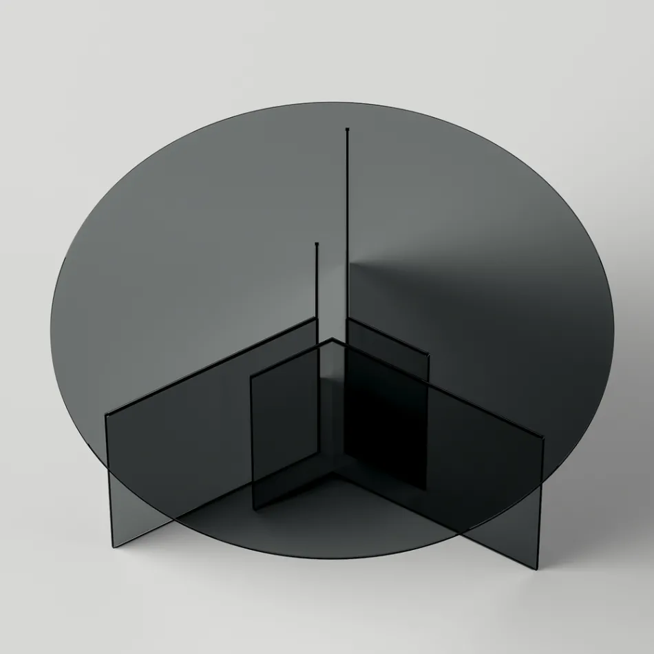 Table à manger ronde avec base et plateau en verre Made in Italy - Charles Viadurini