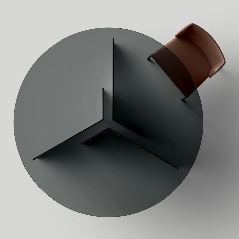 Table à manger ronde avec base et plateau en verre Made in Italy - Charles Viadurini