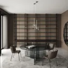 Table à manger ronde avec base et plateau en verre Made in Italy - Charles Viadurini