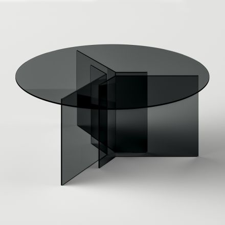 Table à manger ronde avec base et plateau en verre Made in Italy - Charles Viadurini