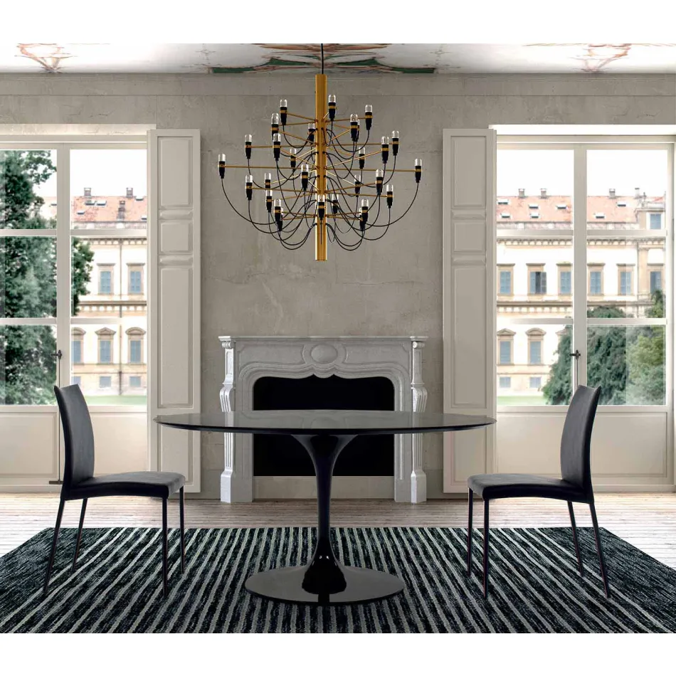 Table à manger ronde avec plateau en stratifié fabriquée en Italie – Dollars Viadurini