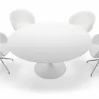 Table à manger ronde avec plateau en stratifié fabriquée en Italie – Dollars Viadurini