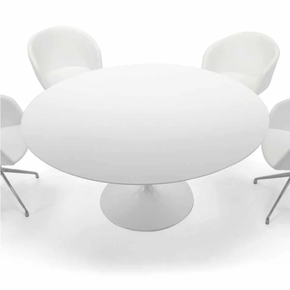 Table à manger ronde avec plateau en stratifié fabriquée en Italie – Dollars Viadurini