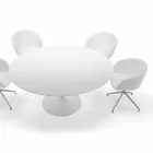 Table à manger ronde avec plateau en stratifié fabriquée en Italie – Dollars Viadurini