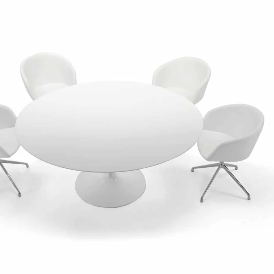 Table à manger ronde avec plateau en stratifié fabriquée en Italie – Dollars Viadurini