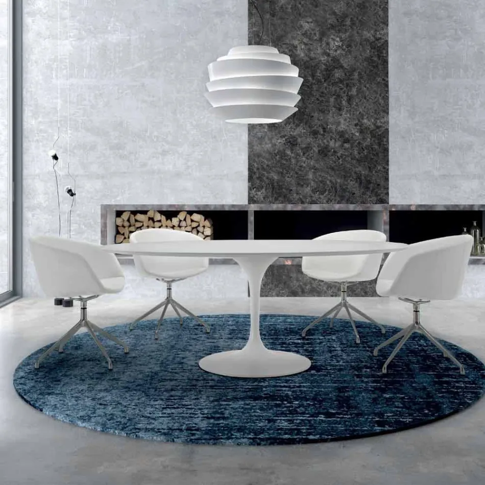 Table à manger ronde avec plateau en stratifié fabriquée en Italie – Dollars Viadurini