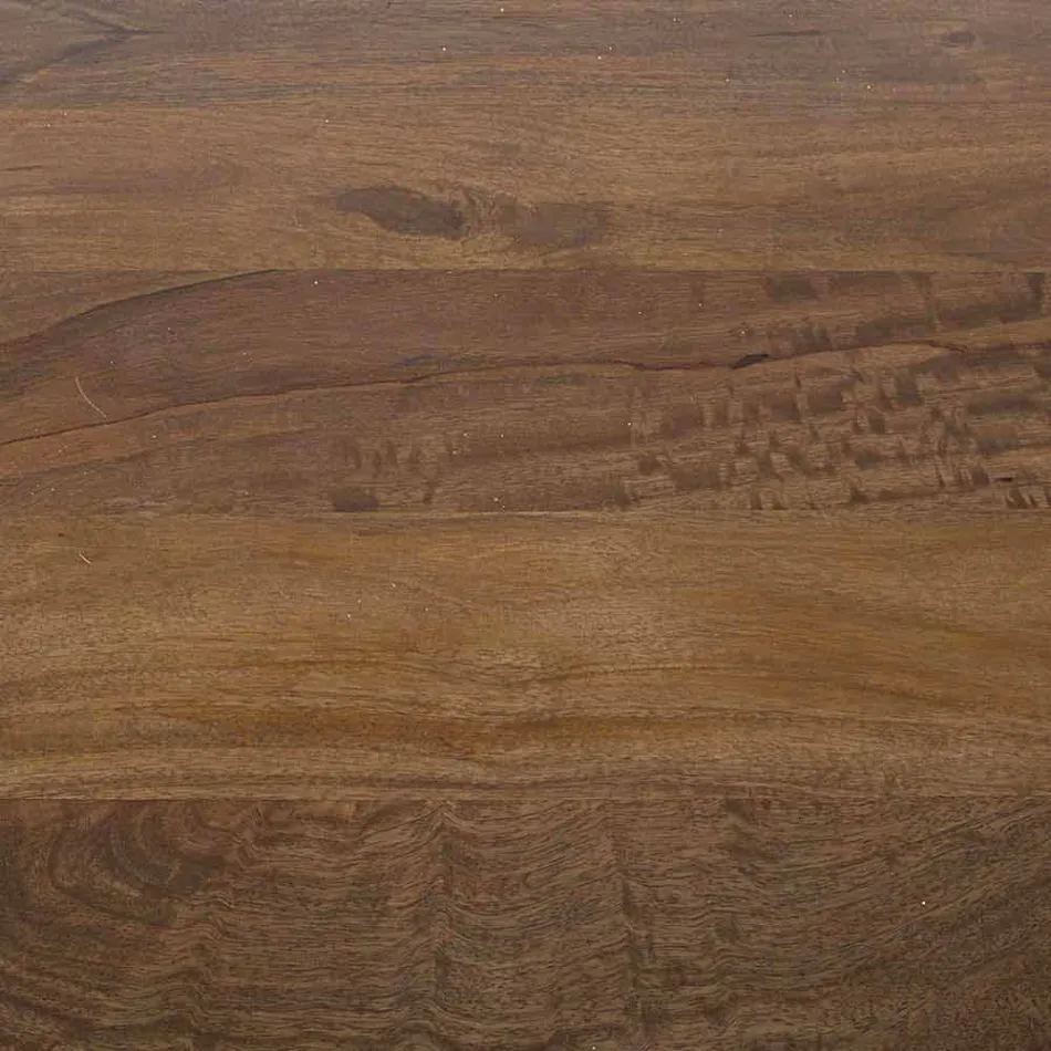 Table à manger ronde Homemotion avec plateau en manguier - Rondolo Viadurini