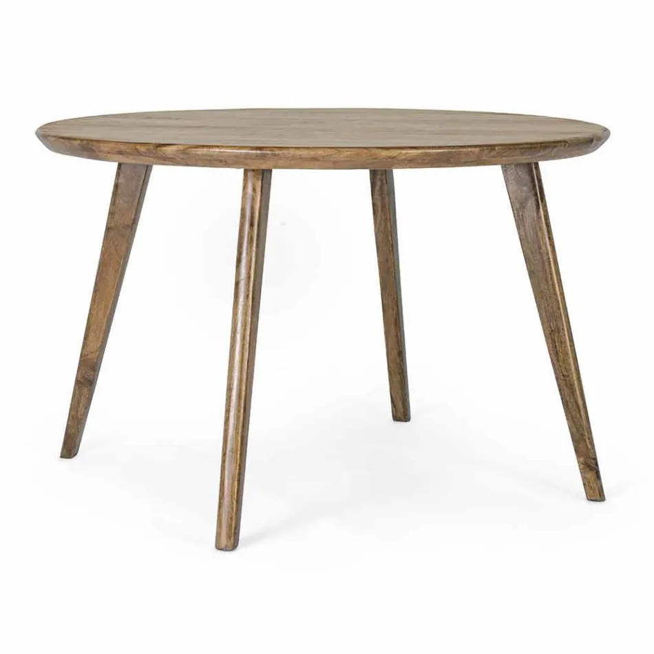 Table à manger ronde Homemotion avec plateau en manguier - Rondolo Viadurini