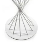 Table à manger ronde avec plateau en bois laminé et base en acier - Mileto Viadurini