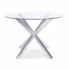 Table à manger ronde Homemotion avec plateau en verre trempé - Denda Viadurini