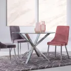 Table à manger ronde Homemotion avec plateau en verre trempé - Denda Viadurini