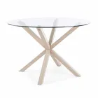 Table à manger ronde Homemotion avec plateau en verre trempé - Denda Viadurini