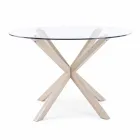 Table à manger ronde Homemotion avec plateau en verre trempé - Denda Viadurini