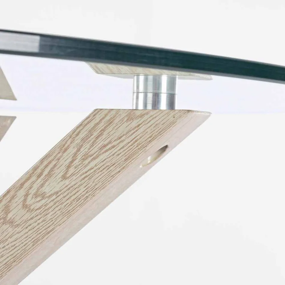 Table à manger ronde Homemotion avec plateau en verre trempé - Denda Viadurini