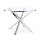 Table à manger ronde Homemotion avec plateau en verre trempé - Denda Viadurini