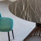 Table à manger ronde en céramique polie Florim et base en acier - Denali Viadurini