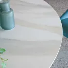 Table à manger ronde en céramique polie Florim et base en acier - Denali Viadurini