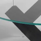 table ronde en bois avec plateau en verre Bao, design moderne Viadurini