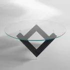 table ronde en bois avec plateau en verre Bao, design moderne Viadurini