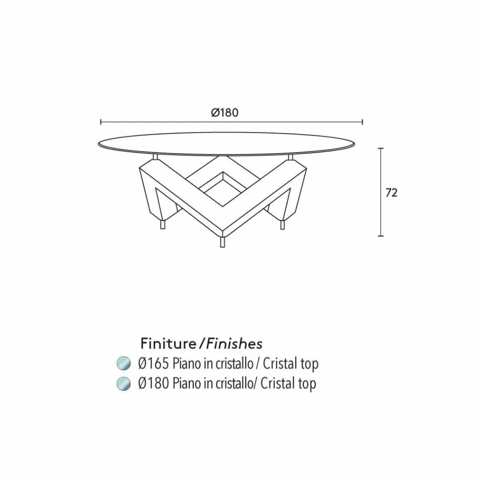 table ronde en bois avec plateau en verre Bao, design moderne Viadurini
