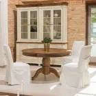 Table à manger ronde en bois tropical recyclé avec piètement central - Slide Viadurini