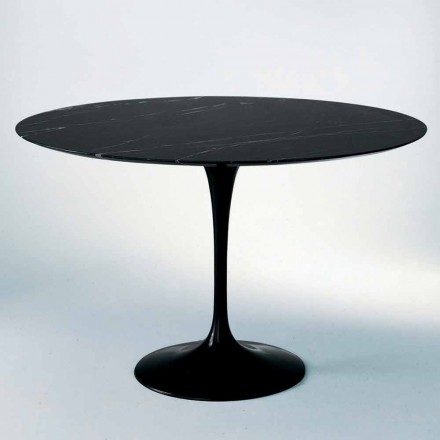 Table à manger ronde en marbre et aluminium peint Made in Italy - Superbe Viadurini