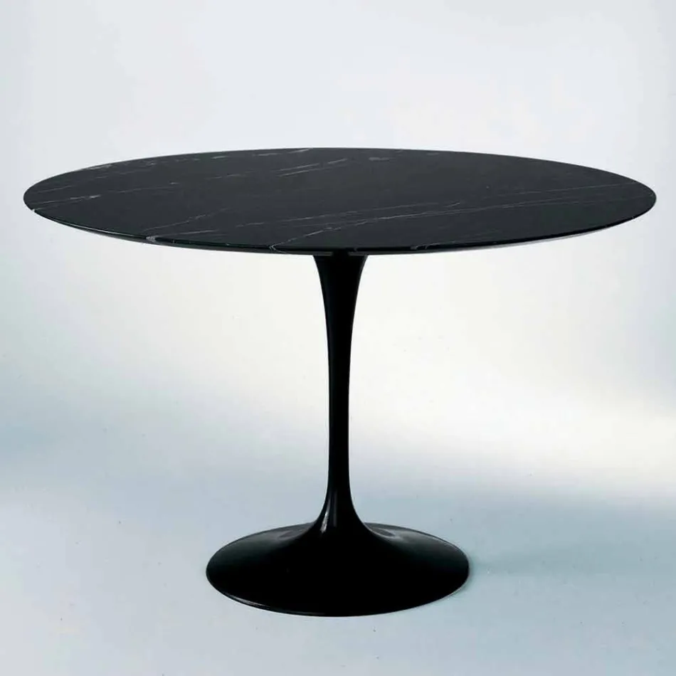 Table à manger ronde en marbre et aluminium peint Made in Italy - Superbe Viadurini