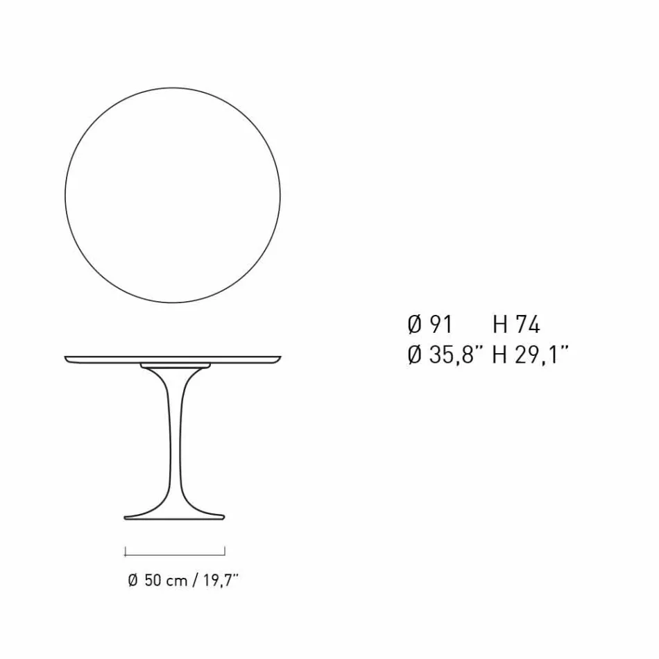 Table à manger ronde en marbre et aluminium peint Made in Italy - Superbe Viadurini